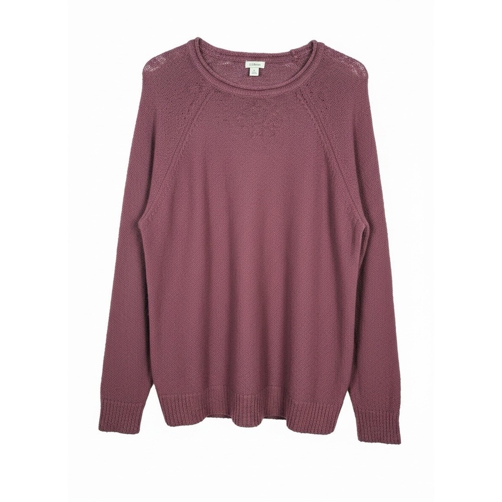 Lands End Size XL Midweight Roll Neck Neck Cotton Slub Burgundy Pullover Sweater